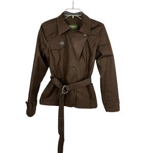 Eddie Bauer Womens Trench Coat with Pockets and Belt Color Brown Size Small